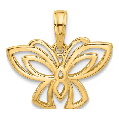 14K Yellow Gold Fancy Butterfly Charm