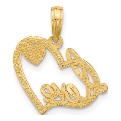 14K Yellow Gold LOVE Script & Hearts Charm – view 4