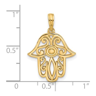 14K Yellow Gold Fancy Hamsa Pendant – view 3