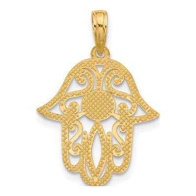 14K Yellow Gold Fancy Hamsa Pendant – view 4