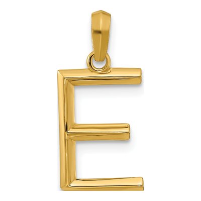 14K Yellow Gold Letter E Pendant