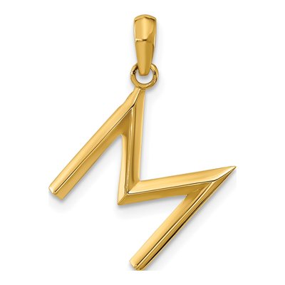 14K Yellow Gold Letter M Pendant
