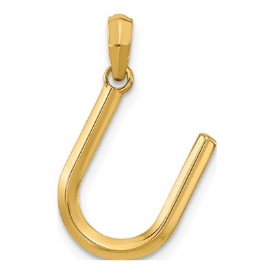 14K Yellow Gold Letter U Pendant