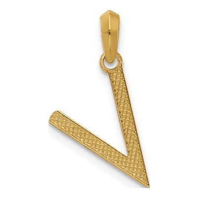 14K Yellow Gold Letter V Pendant – view 3