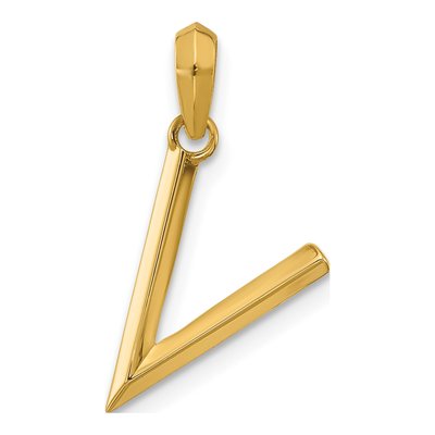 14K Yellow Gold Letter V Pendant
