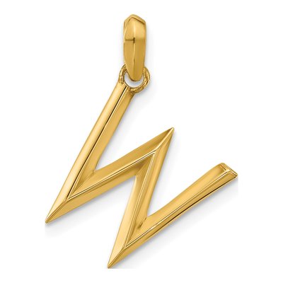 14K Yellow Gold Letter W Pendant