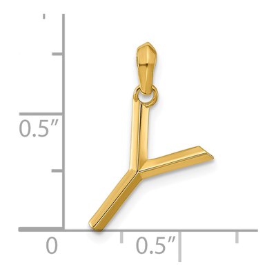 14K Yellow Gold Fancy Letter Y Pendant – view 4