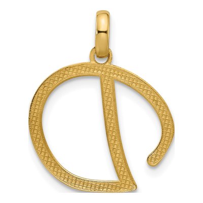 14K Yellow Gold Fancy Letter D Pendant – view 3