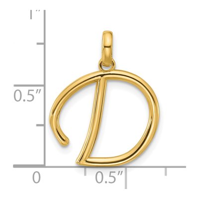 14K Yellow Gold Fancy Letter D Pendant – view 4