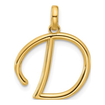 14K Yellow Gold Fancy Letter D Pendant