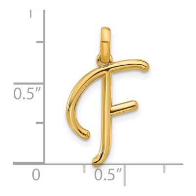 14K Yellow Gold Fancy Letter F Pendant – view 4