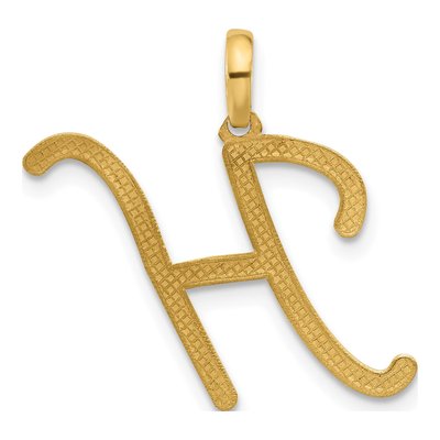 14K Yellow Gold Fancy Letter H Pendant – view 3