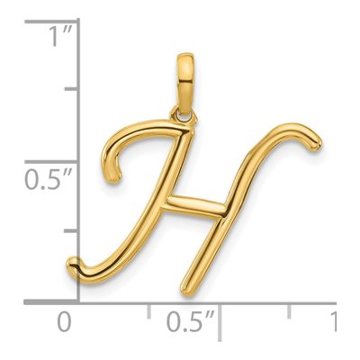 14K Yellow Gold Fancy Letter H Pendant – view 4