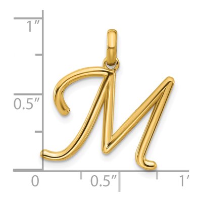 14K Yellow Gold Fancy Letter M Pendant – view 4