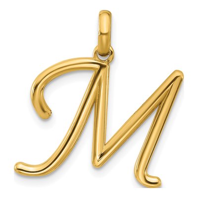 14K Yellow Gold Fancy Letter M Pendant