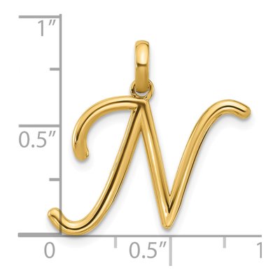 14K Yellow Gold Fancy Letter N Pendant – view 4