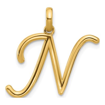 14K Yellow Gold Fancy Letter N Pendant
