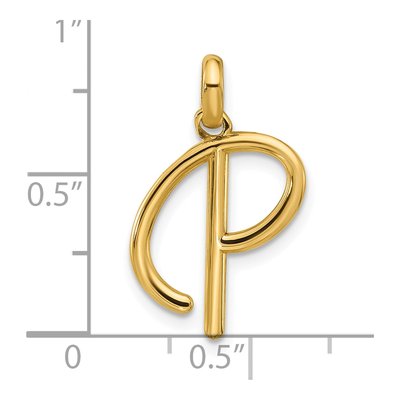 14K Yellow Gold Fancy Letter P Pendant – view 4