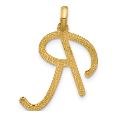 14K Yellow Gold Fancy Letter R Pendant – view 3