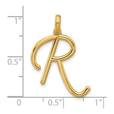 14K Yellow Gold Fancy Letter R Pendant – view 4