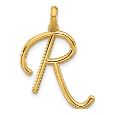 14K Yellow Gold Fancy Letter R Pendant