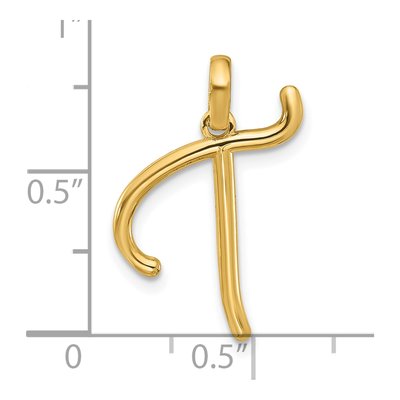 14K Yellow Gold Fancy Letter T Pendant – view 4
