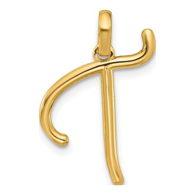 14K Yellow Gold Fancy Letter T Pendant