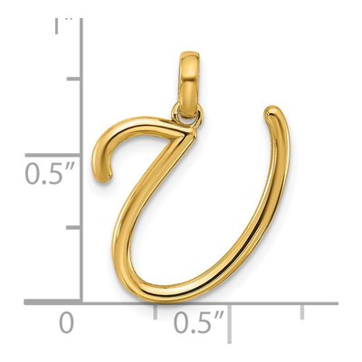 14K Yellow Gold Letter U Pendant – view 4