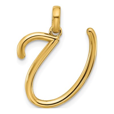 14K Yellow Gold Letter U Pendant