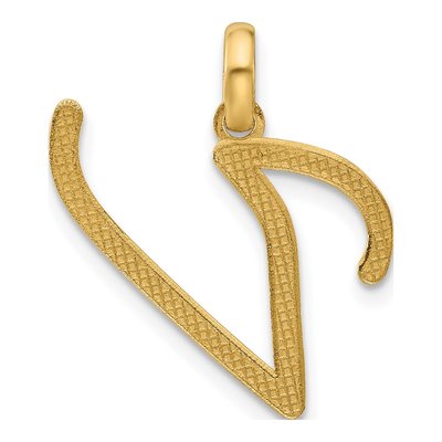 14K Yellow Gold Letter V Pendant – view 3