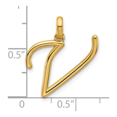 14K Yellow Gold Letter V Pendant – view 4