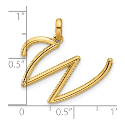 14K Yellow Gold Letter W Pendant – view 4