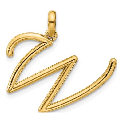 14K Yellow Gold Letter W Pendant