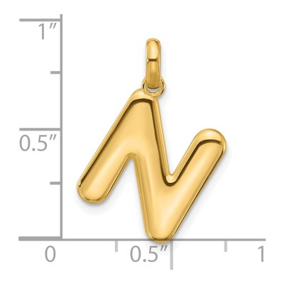 14K Yellow Gold Fancy Letter N Pendant – view 4