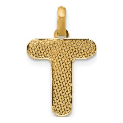 14K Yellow Gold Fancy Letter T Pendant – view 3