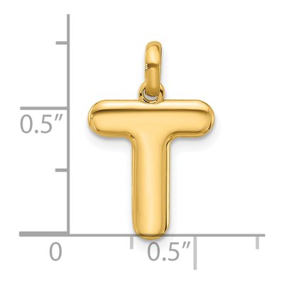 14K Yellow Gold Fancy Letter T Pendant – view 4