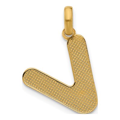14K Yellow Gold Letter V Pendant – view 3