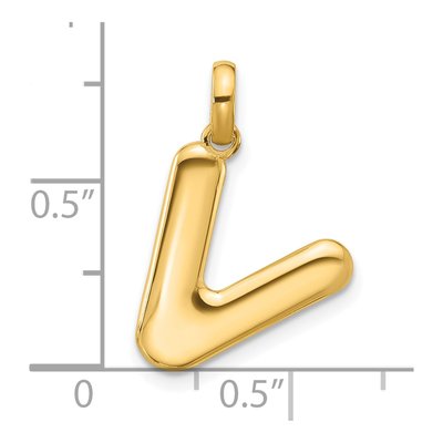 14K Yellow Gold Letter V Pendant – view 4