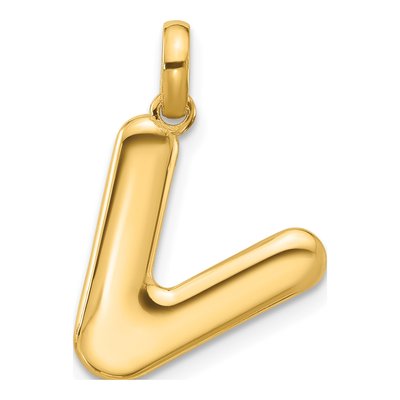 14K Yellow Gold Letter V Pendant