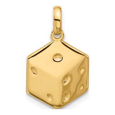 14K Yellow Gold Dice Pendant