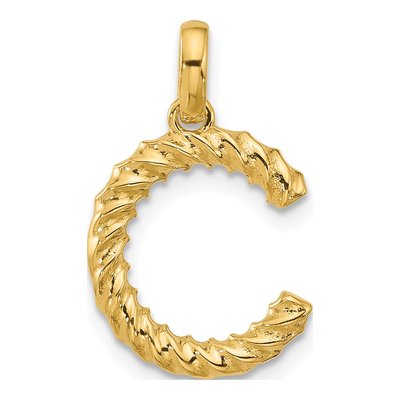 14K Yellow Gold Fancy Twist Letter C Pendant