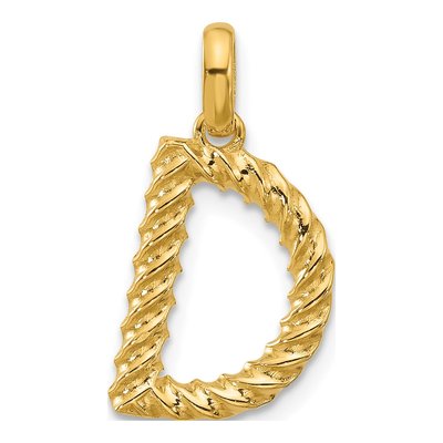 14K Yellow Gold Letter D Pendant