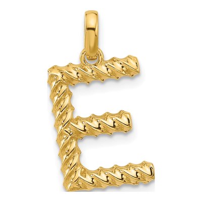14K Yellow Gold Letter E Pendant