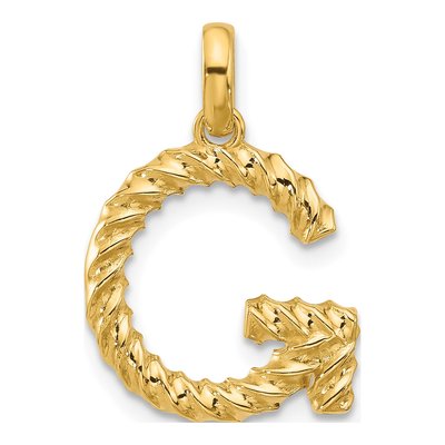 14K Yellow Gold Fancy Twist Letter G Pendant