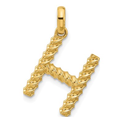 14K Yellow Gold Fancy Twist Letter H Pendant
