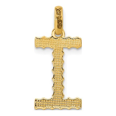 14K Yellow Gold Fancy Twist Initial I Pendant – view 3