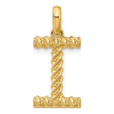 14K Yellow Gold Fancy Twist Initial I Pendant