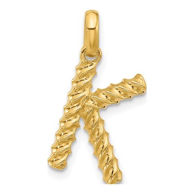 14K Yellow Gold Fancy Twist Letter K Pendant