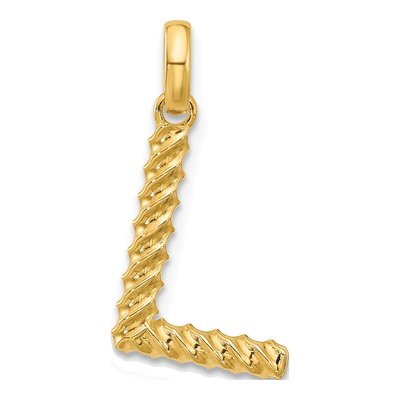 14K Yellow Gold Fancy Twist Letter L Pendant