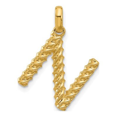 14K Yellow Gold Letter N Pendant